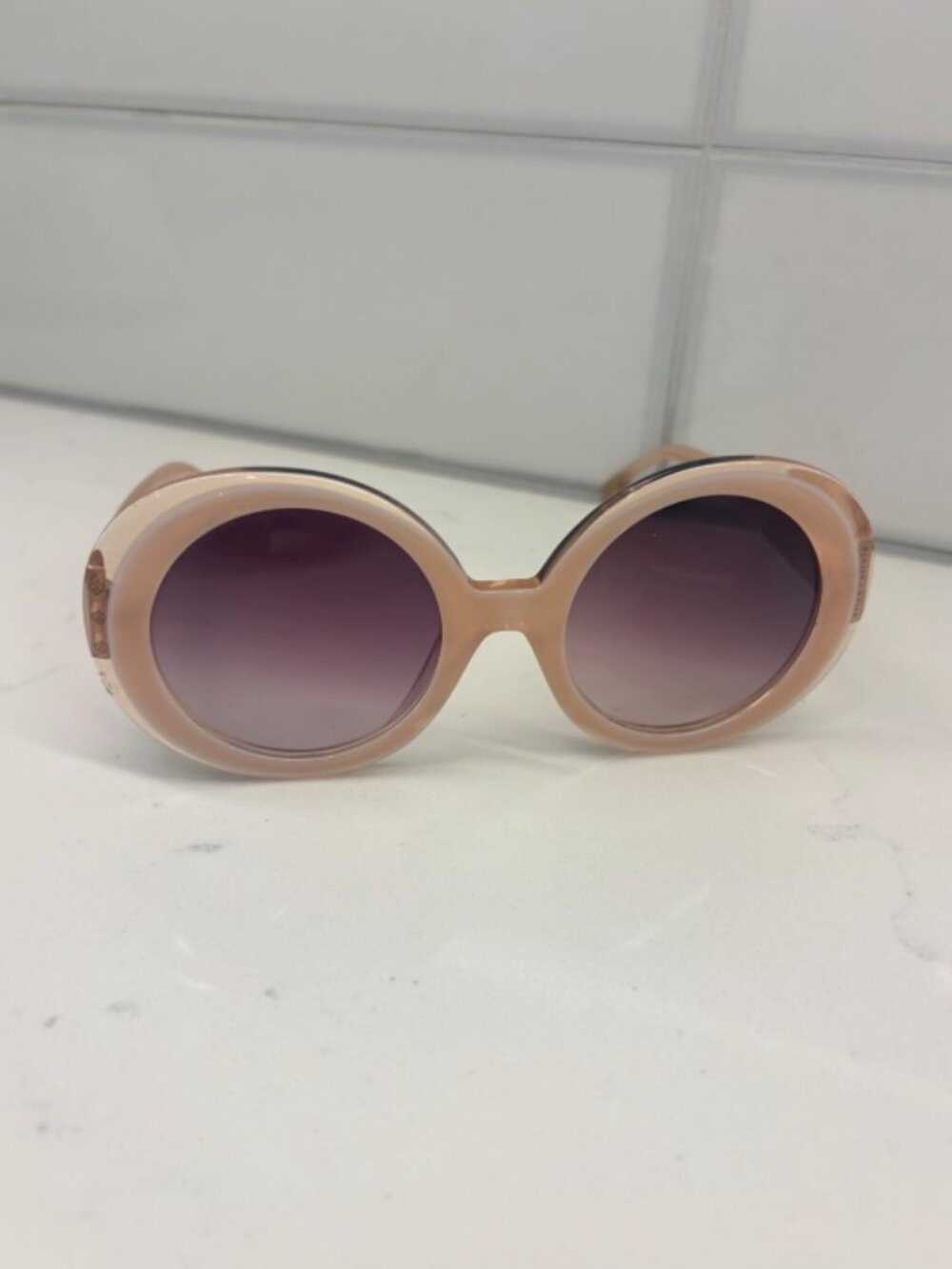 Alice + Olivia Mulholland Blush Pink Round Sunglasses Retro